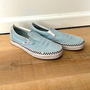 Women’s Vans Baby Blue Checkered trim